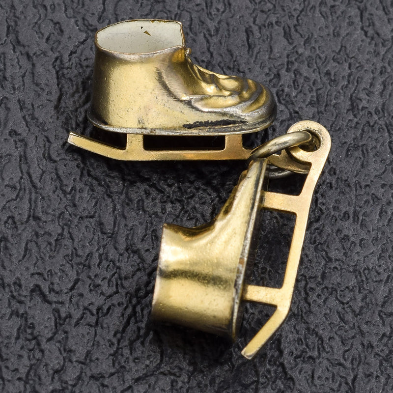 Vintage Gold Filled Ice Skating Skates Shoe Charm Pendant