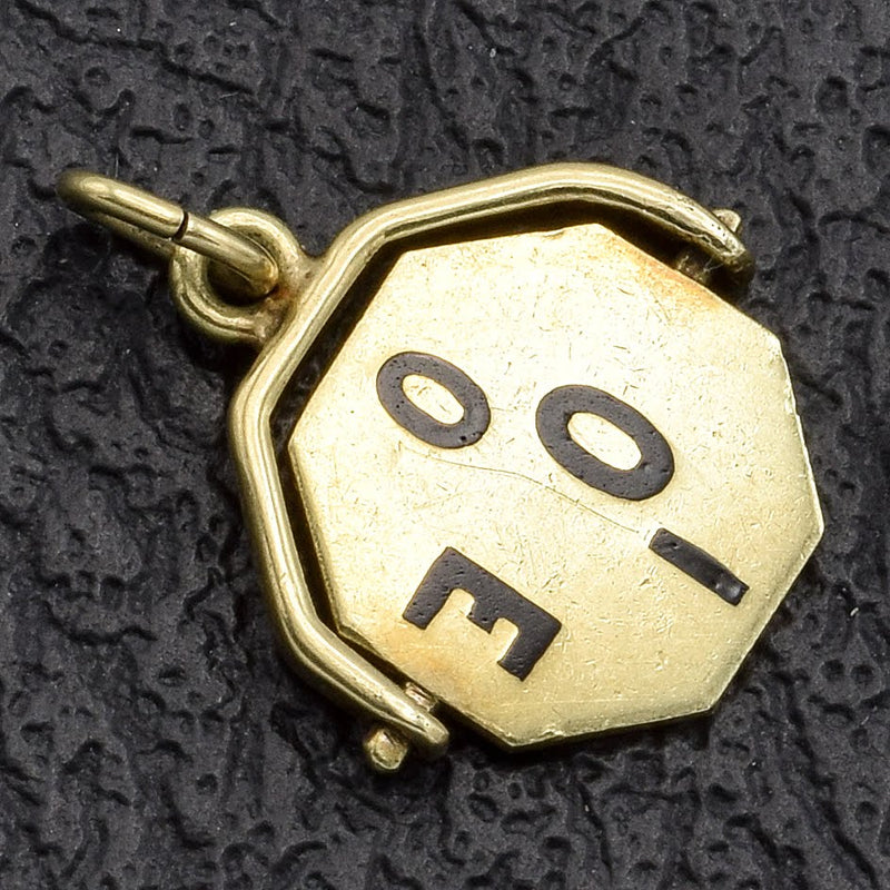 Vintage 14K Yellow Gold Enamel "I LOVE YOU" Spinner Charm Pendant