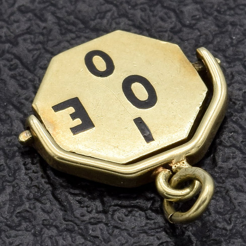 Vintage 14K Yellow Gold Enamel "I LOVE YOU" Spinner Charm Pendant