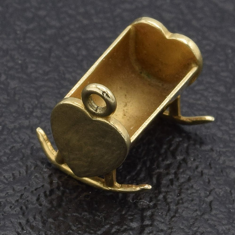 Vintage 14K Yellow Gold Heart Baby Crib Charm Pendant