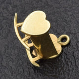 Vintage 14K Yellow Gold Heart Baby Crib Charm Pendant