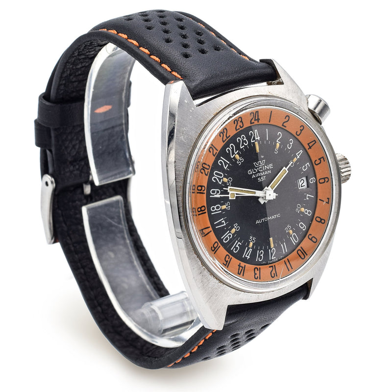 Vintage 1968 Glycine Airman SST Pumpkin Watch