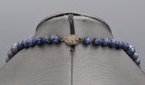 Chinese Antique Sterling Silver Nezha Sodalite Beaded Strand Necklace