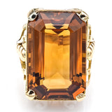 Vintage 18K Yellow Gold 26.06 Carats Honey Topaz Cocktail Ring