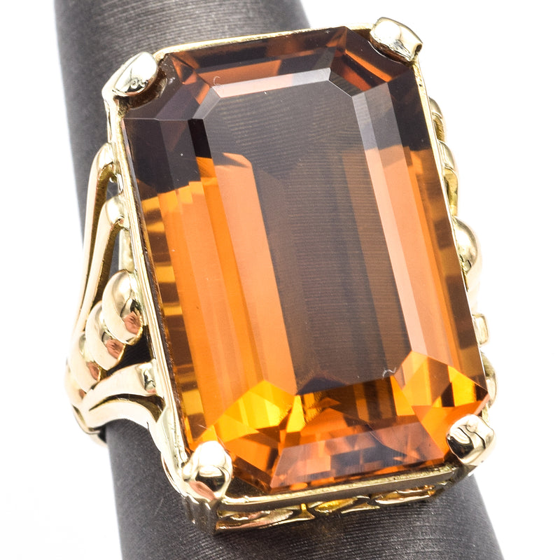 Vintage 18K Yellow Gold 26.06 Carats Honey Topaz Cocktail Ring