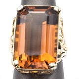 Vintage 18K Yellow Gold 26.06 Carats Honey Topaz Cocktail Ring