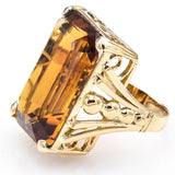Vintage 18K Yellow Gold 26.06 Carats Honey Topaz Cocktail Ring