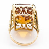 Vintage 18K Yellow Gold 26.06 Carats Honey Topaz Cocktail Ring