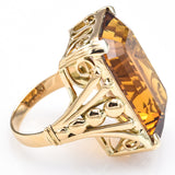 Vintage 18K Yellow Gold 26.06 Carats Honey Topaz Cocktail Ring