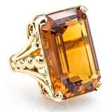 Vintage 18K Yellow Gold 26.06 Carats Honey Topaz Cocktail Ring