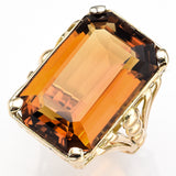 Vintage 18K Yellow Gold 26.06 Carats Honey Topaz Cocktail Ring