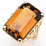 Vintage 18K Yellow Gold 26.06 Carats Honey Topaz Cocktail Ring
