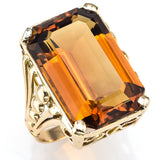 Vintage 18K Yellow Gold 26.06 Carats Honey Topaz Cocktail Ring