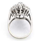 Vintage 14K White Gold 3.18 TCW Diamond Cluster Cocktail Ring