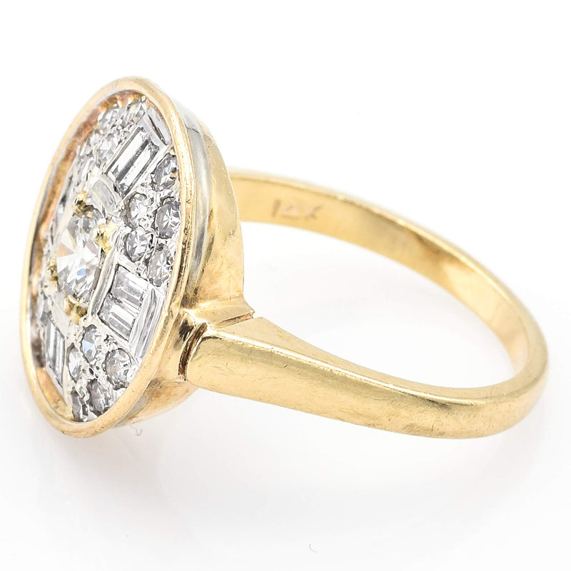 Vintage 14K Yellow Gold Diamond Circle Cocktail Ring