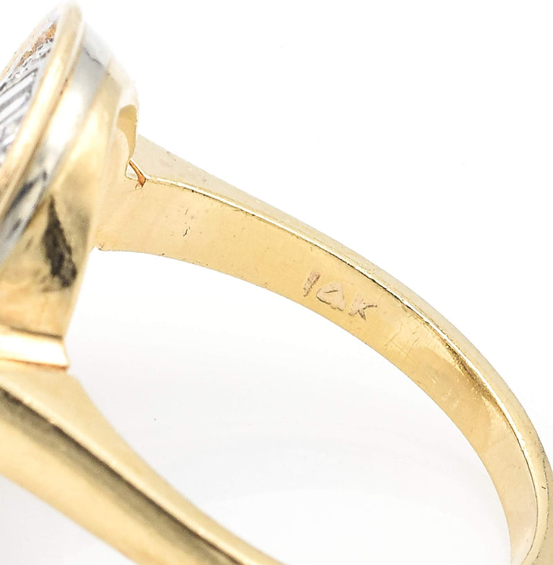 Vintage 14K Yellow Gold Diamond Circle Cocktail Ring