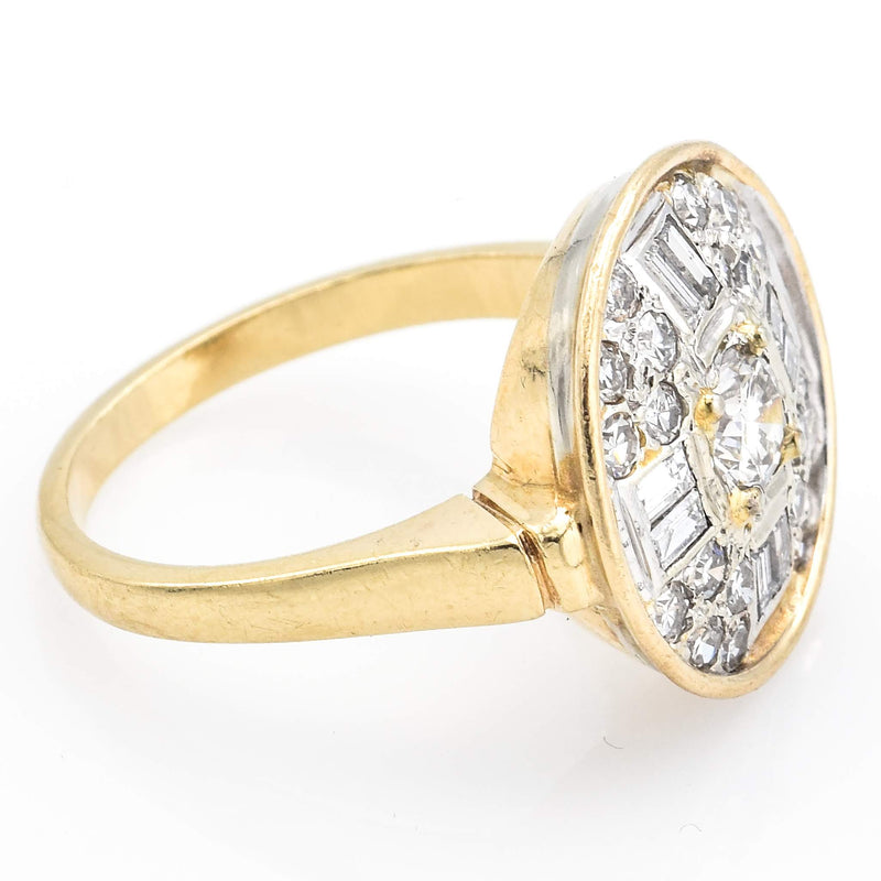 Vintage 14K Yellow Gold Diamond Circle Cocktail Ring