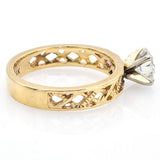 Vintage 14K Yellow Gold Diamond Solitaire Filigree Band Ring