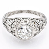 Antique Platinum 1.40 Ct Euro Cut Diamond Art Deco Band Ring