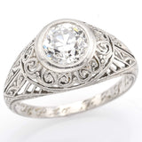 Antique Platinum 1.40 Ct Euro Cut Diamond Art Deco Band Ring