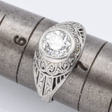 Antique Platinum 1.40 Ct Euro Cut Diamond Art Deco Band Ring