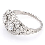 Antique Platinum Old Euro Cut Diamond Art Deco Band Ring