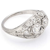 Antique Platinum Old Euro Cut Diamond Art Deco Band Ring