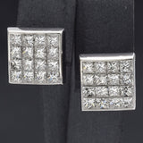 Estate 14K White Gold 4.16 TCW Diamond Square Cut Omega Back Earrings