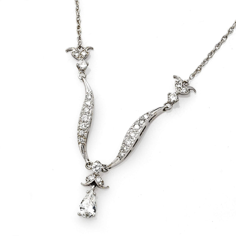 Vintage 14K White Gold Diamond Swirl Necklace