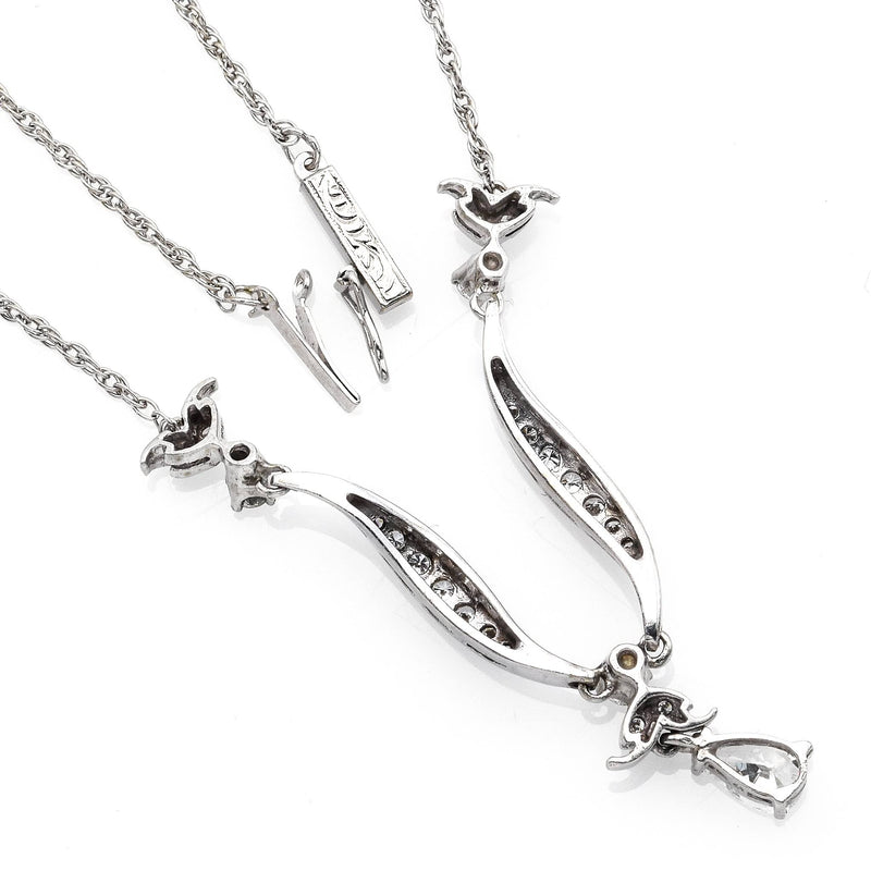 Vintage 14K White Gold Diamond Swirl Necklace