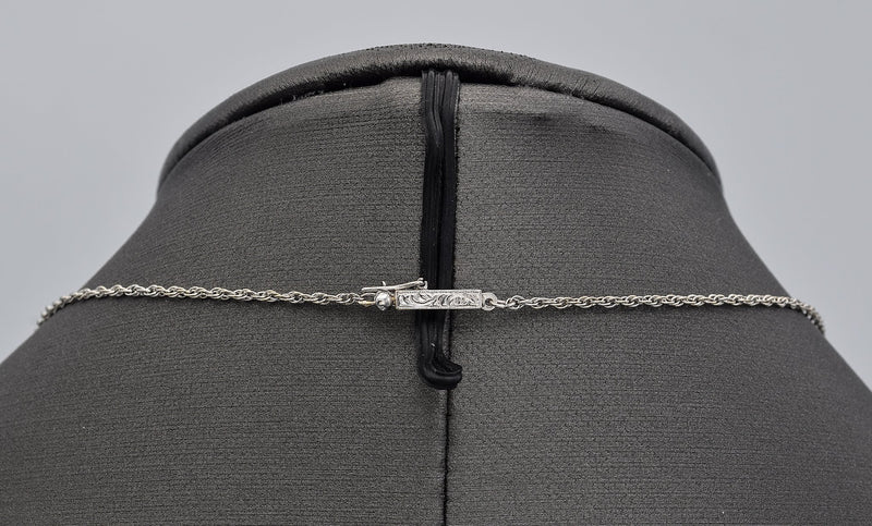 Vintage 14K White Gold Diamond Swirl Necklace