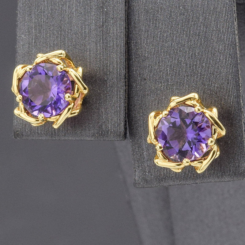 Tiffany & Co. 18K Yellow Gold Amethyst Stud Earrings