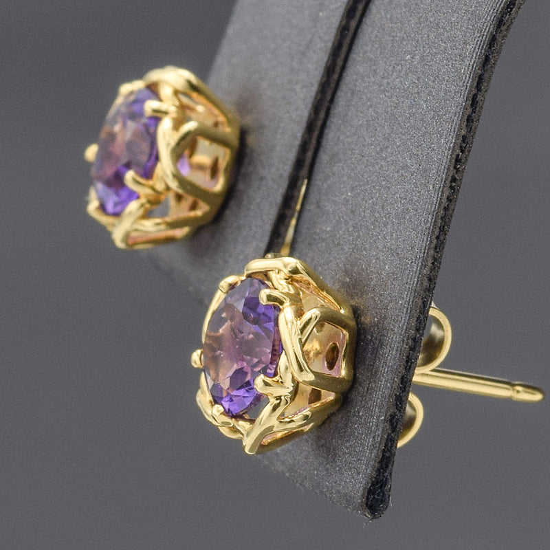 Tiffany & Co. 18K Yellow Gold Amethyst Stud Earrings