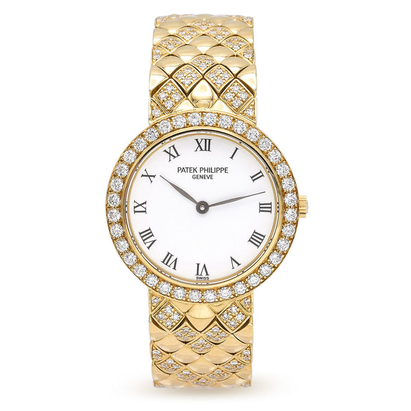 Estate Patek Philippe Calatrava 18K Gold Diamond Women's Watch