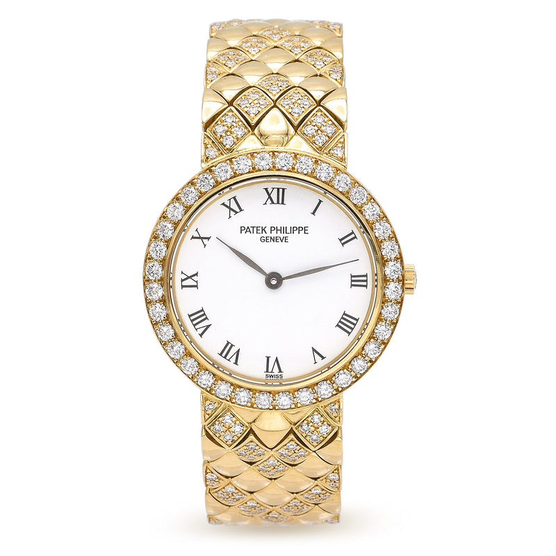 Estate Patek Philippe Calatrava 18K Gold Diamond Women's Watch