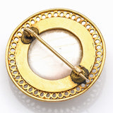 Antique 10K Yellow Gold Round White Cameo Brooch Pin