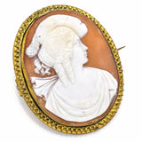 Antique Gold Filled 18th Century Large Gilt Oval Cameo Brooch Pin