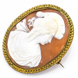 Antique Gold Filled 18th Century Large Gilt Oval Cameo Brooch Pin