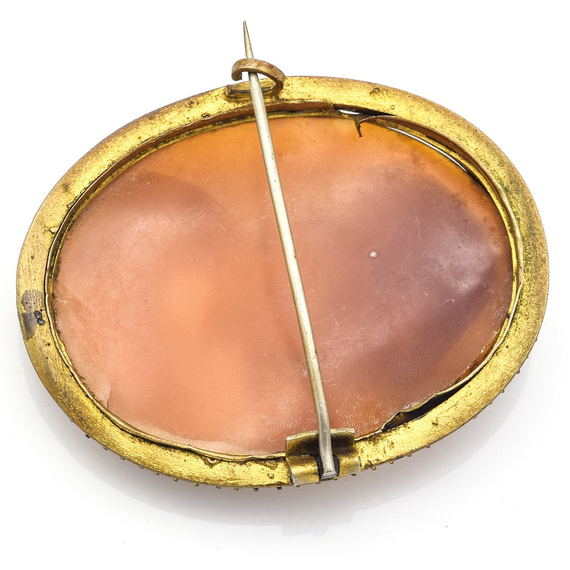Antique Gold Filled 18th Century Large Gilt Oval Cameo Brooch Pin