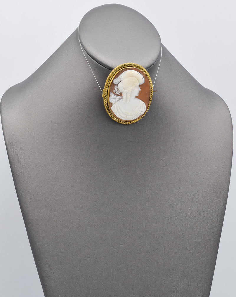 Antique Gold Filled 18th Century Large Gilt Oval Cameo Brooch Pin