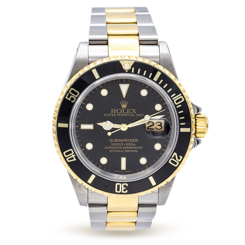 Rolex Submariner 18K Yellow Gold Stainless Steel Watch 16613LN