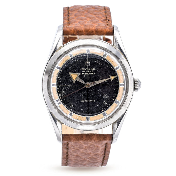 Vintage Universal Geneve Polerouter 20217-8 Broad Arrow Tropical Dial Watch