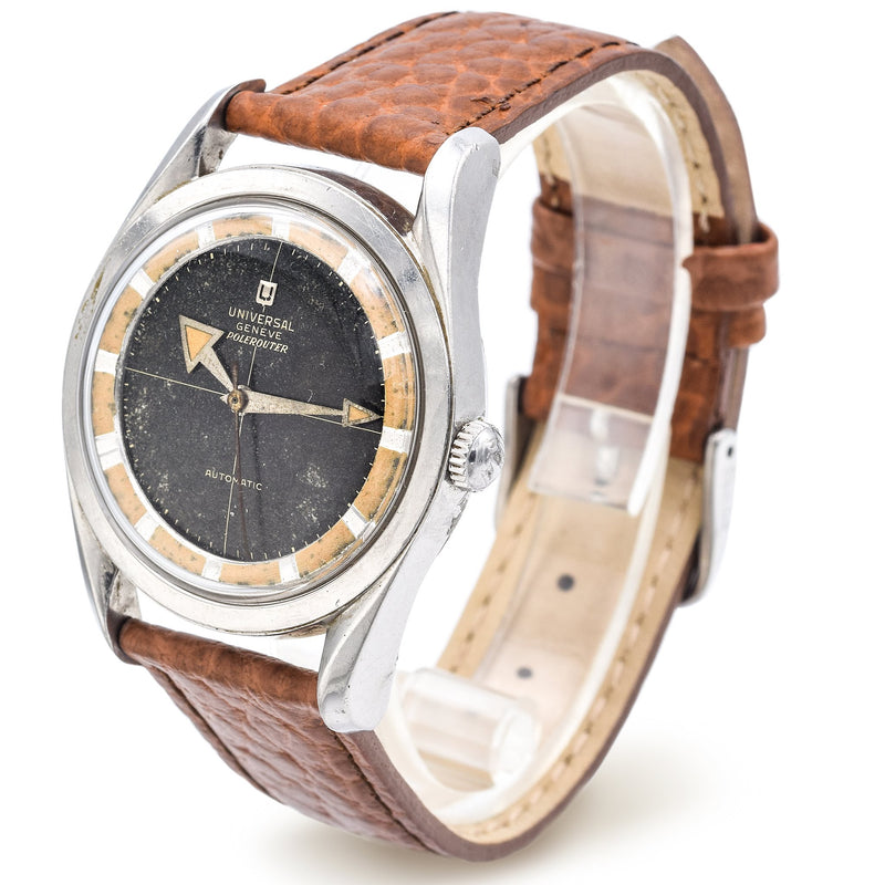 Vintage Universal Geneve Polerouter 20217-8 Broad Arrow Tropical Dial Watch