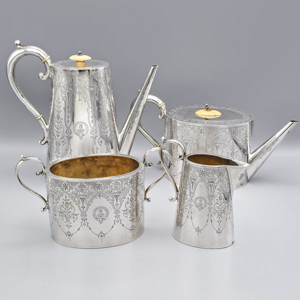 Atkin Brothers Sheffield Antique Victorian Sterling Silver Tea & Coffee Set of 4