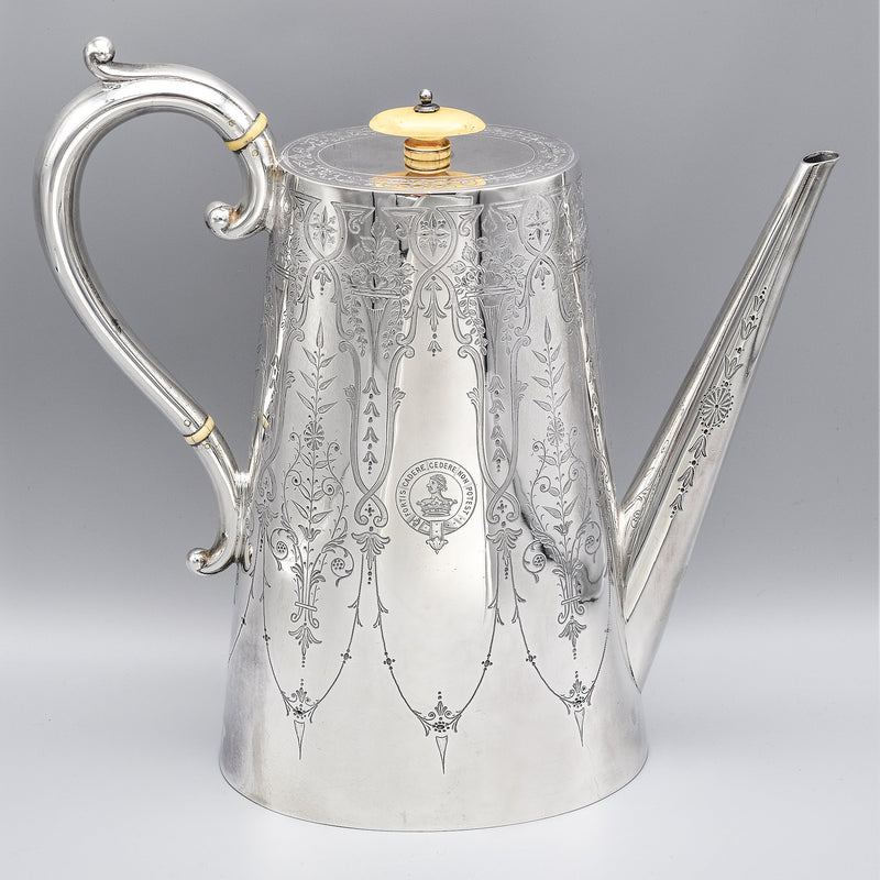 Atkin Brothers Sheffield Antique Victorian Sterling Silver Tea & Coffee Set of 4