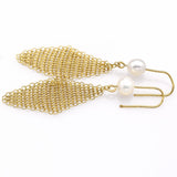 Tiffany & Co. Elsa Peretti 18K Yellow Gold Sea Pearl Mesh Dangle Earrings