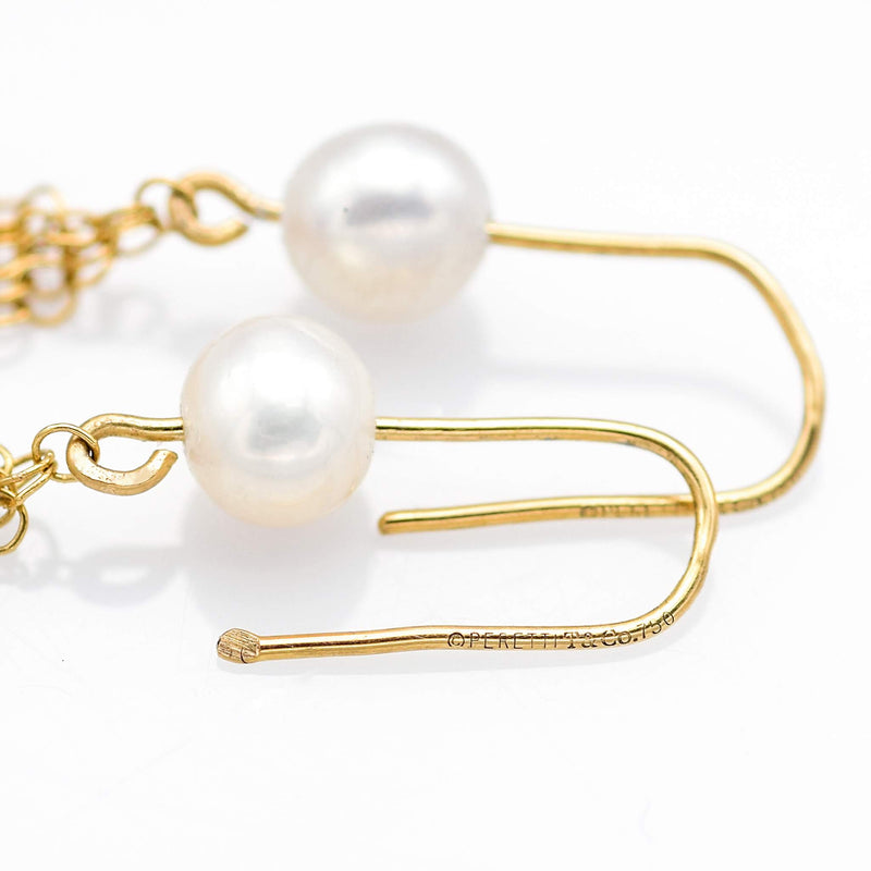 Tiffany & Co. Elsa Peretti 18K Yellow Gold Sea Pearl Mesh Dangle Earrings