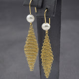 Tiffany & Co. Elsa Peretti 18K Yellow Gold Sea Pearl Mesh Dangle Earrings