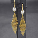 Tiffany & Co. Elsa Peretti 18K Yellow Gold Sea Pearl Mesh Dangle Earrings