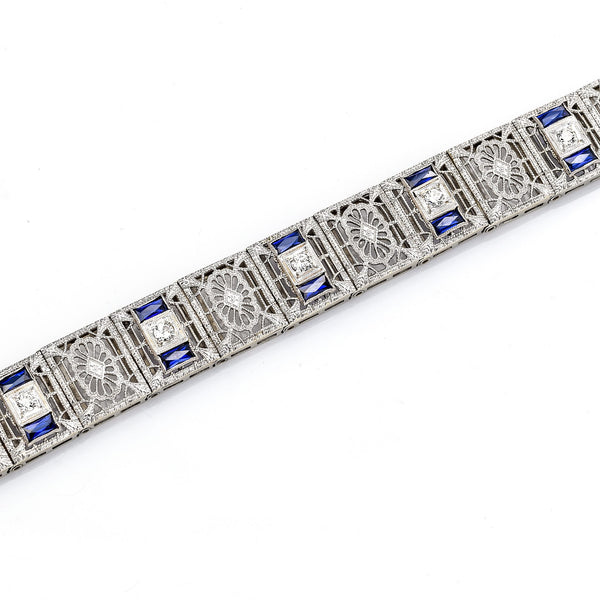 Antique Platinum & 14K Gold Sapphire & Diamond Bracelet